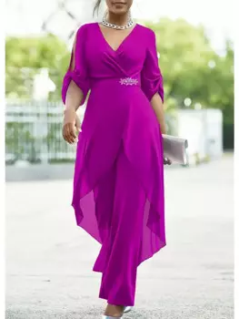 Шифоновое вечернее платье больших размеров с v-образным вырезом, комплект 4XL 5XL, большой размер, блестящее роскошное шифоновое вечернее платье из 2 предметов, танцевальный костюм больших размеров