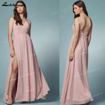 Шифоновое женское вечернее платье, модель 2023 года, платье подружки невесты, юбка-трапеция без застежек, платье для выпускного вечера, красивое платье с V-образным вырезом