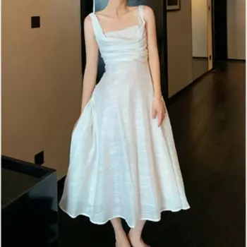 Шикарное женское платье, облегающее сетчатое летнее платье без рукавов со складками, винтажная одежда, женское роскошное вечернее платье с высокой талией Mujer