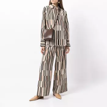 Шикарные свободные шелковые прямые брюки с принтом в полоску y2k эластичная талия удобные универсальные женские брюки с широкими штанинами