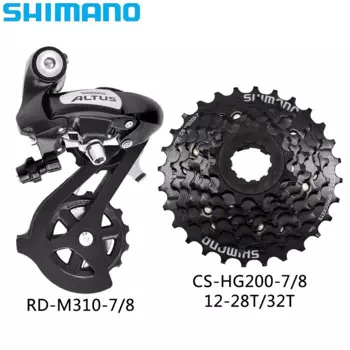 SHIMANO ALTUS 7/8 Speed RD-M310 Задний переключатель с умной клеткой CS-HG200-7/8 12-28T/32T Кассета для оригинальных деталей MTB велосипеда