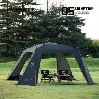Shinetrip Солнцезащитная палатка на одно касание на 8-10 человек, Пляжная семейная палатка, освещение, защита от солнечных ожогов UPF50 + водонепроницаемая палатка, черный/зеленый