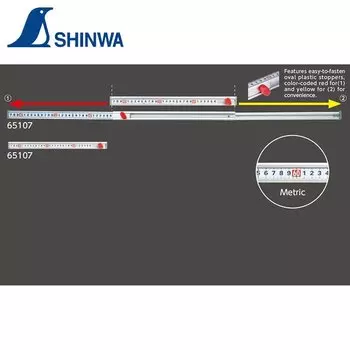 SHINWA Penguin 65107 Телескопическая мера, две направления, метрическая линейка, простой в использовании инструмент для измерения внутреннего измерения, 1 шт.