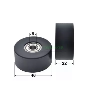 1 шт. 8*46*22 мм 10*46*22 мм шкив гребного тренажера, подушка из полиуретана, бесшумный направляющий шкив, двойной подшипниковый катящийся шкив
