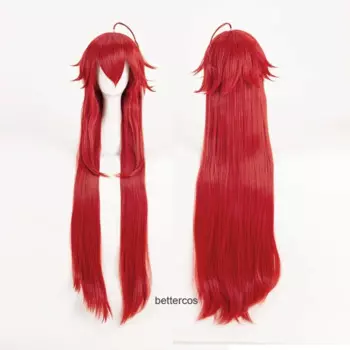 Школьные парики DxD Rias Gremory, парик длиной 100 см, красные термостойкие синтетические волосы, парик для косплея, шапочка