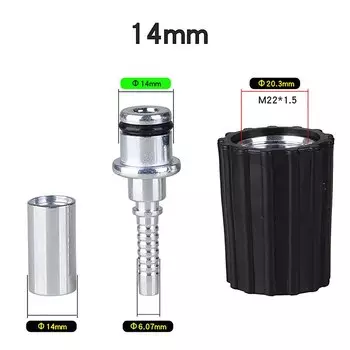 Шланг для мойки высокого давления, втулка D14 D15 мм, круглая гайка M22, для мойки автомобиля, воды, шланга, соединитель