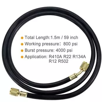 Шланг для зарядки хладагента R410A, 59 дюймов, с внутренней вспышкой SAE 1/4 дюйма, для обслуживания системы кондиционирования воздуха R410A R22 R134A R12 R502