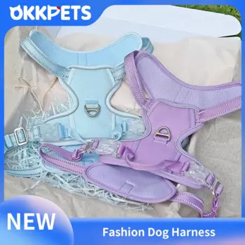 Шлейка для собак OKKPETS, модная дышащая Светоотражающая шлейка K9, шлейка для тренировок, Регулируемый жилет для собак, товары для путешествий на открытом воздухе