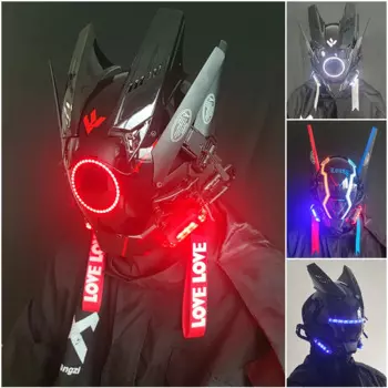 Шлем Cyberpunk, маска Shinobi, робот, самурайская маска, косплей, теходежда в Интернете, панк, высокотехнологичный шлем, броня, футуристическая игрушка со светодиодной подсветкой