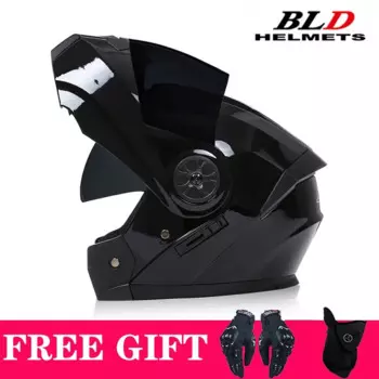 Шлем мотоциклетный BLD на все лицо для мужчин и женщин, модульный откидной защитный, для мотокросса, гонок под горло