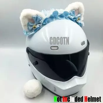 Шлем мотоциклетный Электрический плюшевый с кошачьими ушками и кружевом
