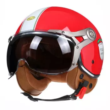 Шлем мотоциклетный с открытым лицом для мужчин и женщин, легкий, в винтажном стиле ретро, в горошек, лето-осень 3/4