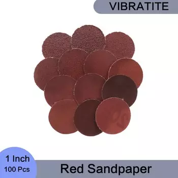 1-дюймовые красные шлифовальные диски, 25 мм, 100 шт., наждачная бумага с крючками и петлями, зернистость 60-2000, для полировки и шлифования металла, дерева, камня