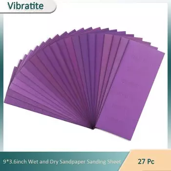 27 шт., 9 x 3,6 дюйма, влажная и сухая наждачная бумага, шлифовальный лист в ассортименте 800 # -10000 зернистость для автомобильной полировки дерева и металла, шлифовки