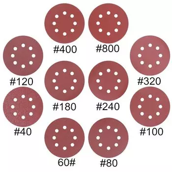 Шлифовальные диски из флокированной бумаги, 125 мм, зернистость 40-2000, 10 шт.