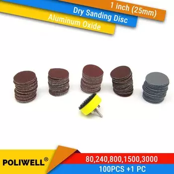 Шлифовальные диски POLIWELL 100 шт., 80-3000 grit