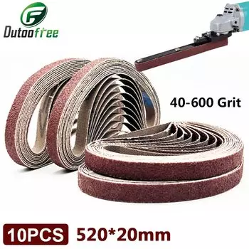 Шлифовальные ленты 10 шт./лот, 520*20 мм, абразивная шлифовальная лента для дерева, мягкого металла, шлифовальные полировальные инструменты P40 - P600