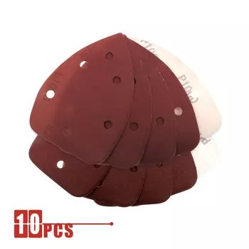 Шлифовальные листы 140 * 140 * 98 мм Треугольная красная наждачная бумага с крючком и петлей 40-1000 зерен Абразивный шлифовальный круг для шлифования древесины (10 шт.)