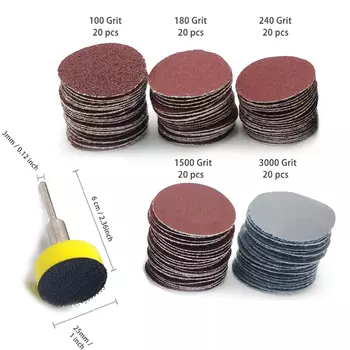 Шлифовальный диск с крючком и петлей диаметром 1 дюйм 25 мм, 101 шт., Наждачная бумага, Абразивная полировальная накладка для абразивных инструментов Dremel, набор полировальных накладок