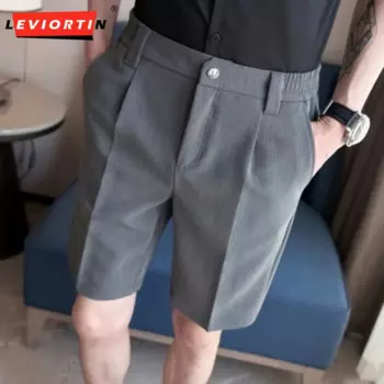 Шорты мужские тонкие в британском стиле, деловые повседневные короткие брюки Неаполя, модные облегающие деловые костюмы, шорты, 28-36, лето