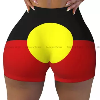 Шорты женские эластичные с пуш-ап и флагом аборигена