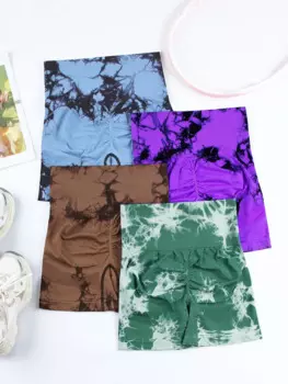 Шорты женские бесшовные с завышенной талией и рюшами