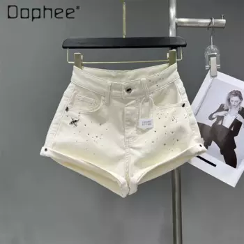 Шорты женские джинсовые в Корейском стиле, модные пикантные Широкие штаны с заниженной талией, повседневные модные брюки в рулоне, лето
