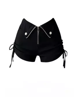 Шорты женские с завязками, эластичные, черные