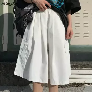 Шорты женские уличные S-3XL мешковатые High Street BF пара с эластичной резинкой на талии длиной до колена с большими карманами в стиле ретро сафари в стиле Харадзюку для подростков