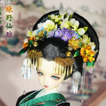 Шпилька для волос с зелеными пионами, DD MSD, 1/3