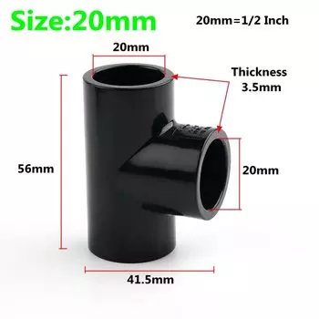 SHSMFC Черные НПВХ соединители для аквариума 20,25 мм