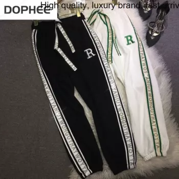 Штаны спортивные женские до щиколотки, повседневные спортивные брюки-султанки с буквенным принтом, со шнурком и эластичной талией, Осень-зима