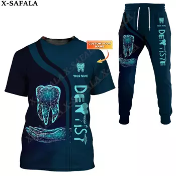 Штаны стоматологические инструменты, индивидуальный стоматологический 3d-принт, спортивные брюки, джоггеры с зубами, футболка с коротким рукавом, спортивный комплект, Мужская футболка, комбинированный комплект-3