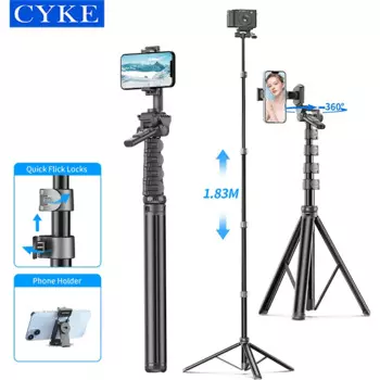 Штатив CYKE для смартфона, камеры, штативы, подставка с беспроводными Bluetooth-палками для селфи, кронштейнами с держателем для телефона для Vlog C06