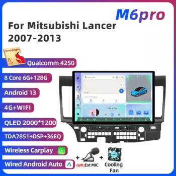Штатная магнитола, 11,5 дюйма, 2K, для Mitsubishi Lancer 10 CY 2007-2017, мультимедийный плеер с GPS-навигацией, стерео, 2 din, Wi-Fi