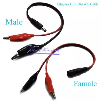 Штекерный гнездовой разъем 18AWG, 5,5x2,1 мм, высококачественный разъем питания постоянного тока с Двойным Зажимом типа «крокодил» 45 мм
