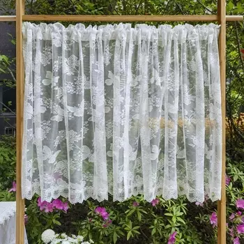 Штора AiFish белая кружевная просвечивающаяся