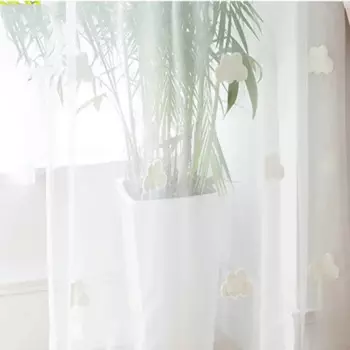 Штора AiFish синяя хлопковая с облачком