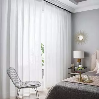 Шторы HMYI белые просвечивающие из полиэстера