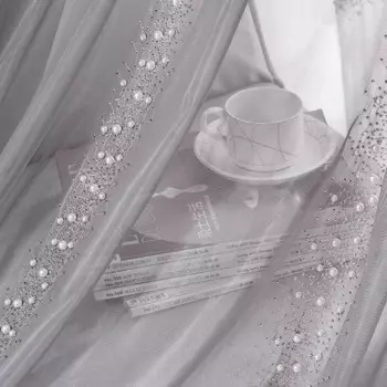 Шторы JESSANS белые/серые просвечивающие