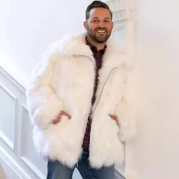 Шуба мужская зимняя из натурального меха лисы, 2024