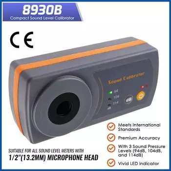 Измеритель уровня звука для 1/2 "13,2 мм, размер микрофона 114 дБ, 94 дБ, 104 дБ, калибровка шума, децибел, профессиональный калибратор шума