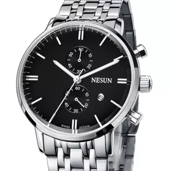 Швейцарский бренд NESUN, роскошные японские импортные кварцевые часы MOVT, мужские часы с хронографом, Водонепроницаемые многофункциональные часы, 100 м