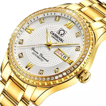 Швейцарский Карнавал автоматические механические Роскошные Брендовые мужские часы светящиеся сапфировые водонепроницаемые двойные часы с календарем