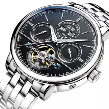 Швейцарский Карнавал, роскошные брендовые автоматические механические мужские часы, многофункциональные светящиеся часы со скелетом и сапфиром