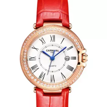 Швейцарский Карнавал роскошный бренд автоматические механические сапфировые женские часы бриллиантовый кожаный ремешок водонепроницаемые часы C8871L-2