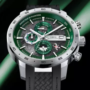 Швейцарский люксовый бренд LOBINNI, японские автоматические механические мужские часы с сапфировым стеклом, 50 м, водонепроницаемые многофункциональные часы L16072