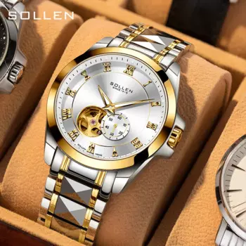 Швейцарский люксовый бренд SOLLEN MIYOTA, автоматические механические мужские часы, светящиеся водонепроницаемые светящиеся часы со скелетом, SL9060