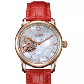Швейцарский роскошный бренд NESUN японский импорт NH35A автоматические механические Женские часы водонепроницаемые светящиеся часы-скелетоны N9210L