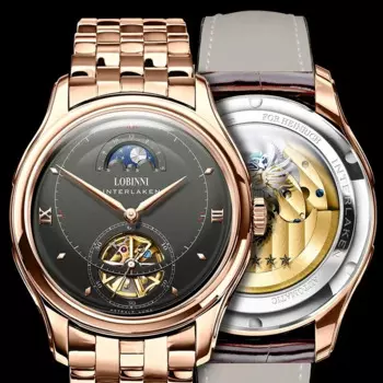 Швейцарский Топ Роскошный бренд LOBINNI Japan MIYOTA автоматические механические мужские часы сапфировые водонепроницаемые часы-скелетоны